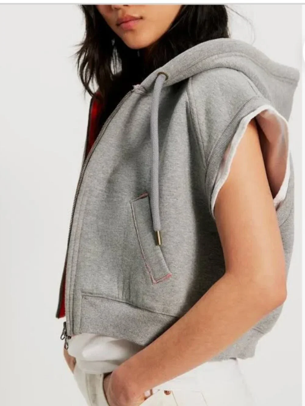 NWT Free People Pop Layer Vest in Heather Grey Combo